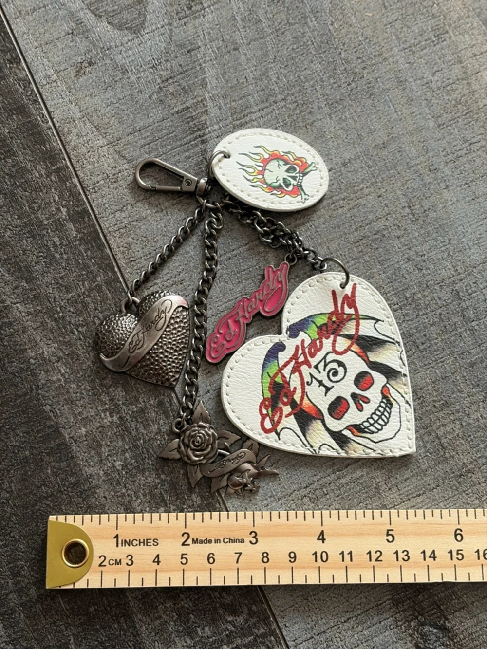 Ed Hardy by Christian Audigier Multi-Charm Bag Charm / Keychain – Y2K NWT